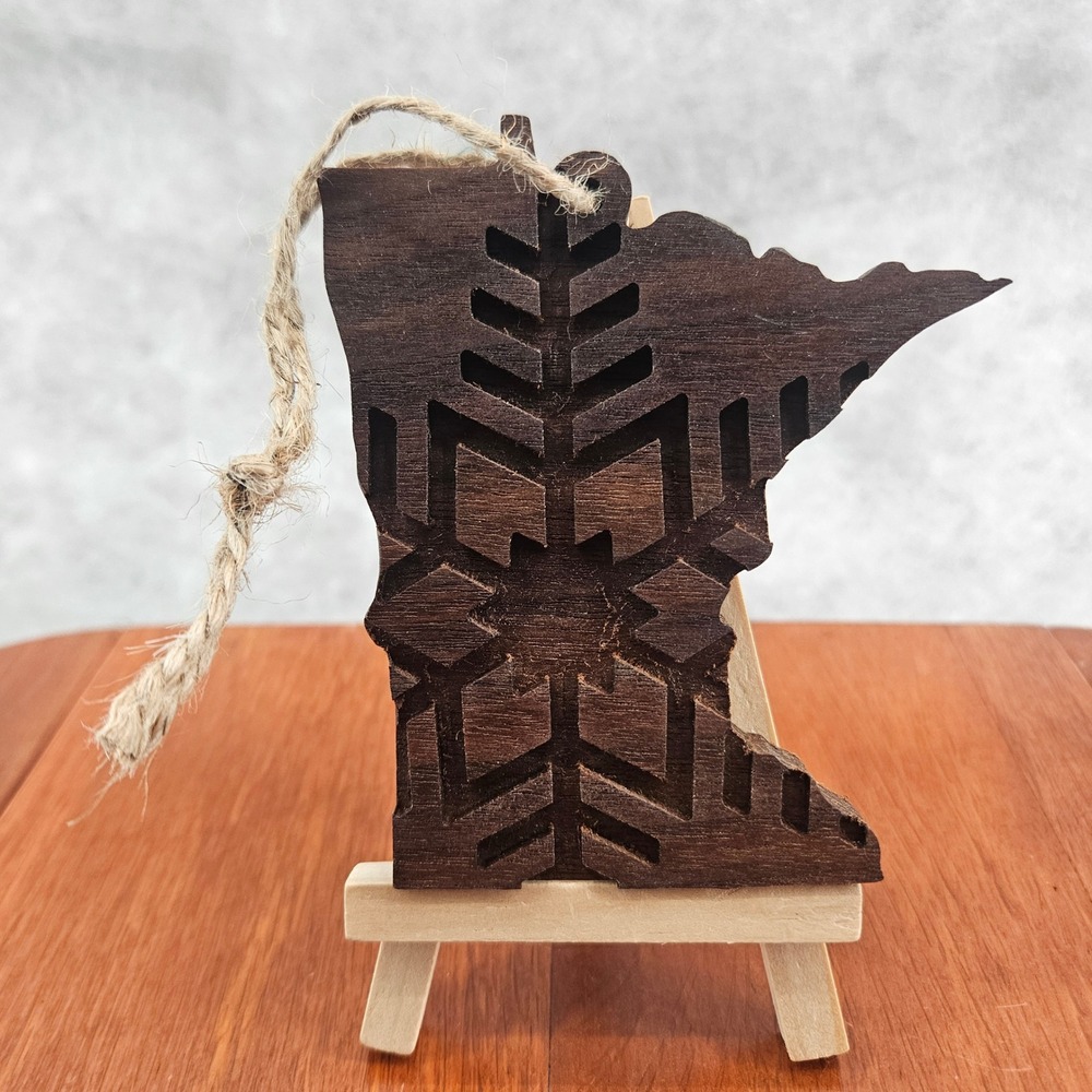 Minnesota‎ Snowflake Wood Christmas Ornament Rustic State Shape Hanging Decor